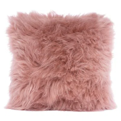 Pre-owned Muchi Decor By La-ri S.r.l. Shearling Sheepskin Flamingo Pink Cushion By Muchi Decor, Made In Italy