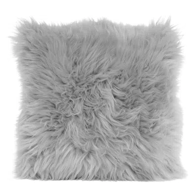 Pre-owned Muchi Decor By La-ri S.r.l. Shearling Sheepskin Light Grey Cushion By Muchi Decor, Made In Italy In Gray