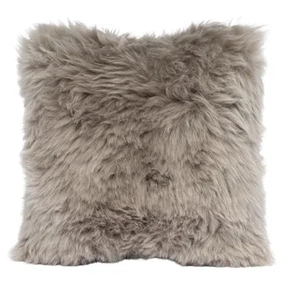 Pre-owned Muchi Decor By La-ri S.r.l. Shearling Sheepskin Stone Grey Cushion By Muchi Decor, Made In Italy In Gray