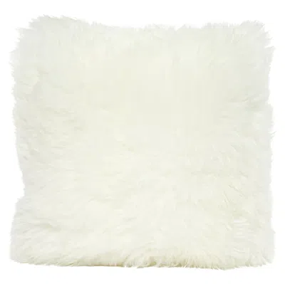 Pre-owned Muchi Decor By La-ri S.r.l. Shearling Sheepskin White Cushion By Muchi Decor, Made In Italy