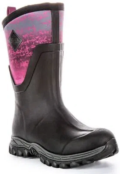 Pre-owned Muck Arctic Sport Ii Mid Cold Weather Rubber Womens Boot Black Pink Us 4 - 9