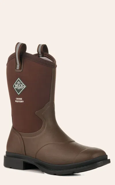 Muck Men's Dark Brown Chore Western Mid Square Toe Rubber Work Boot
