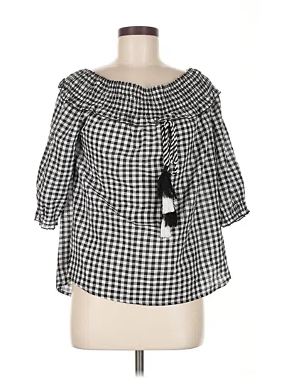 Pre-owned Mud Pie 3/4 Sleeve Blouse In Black