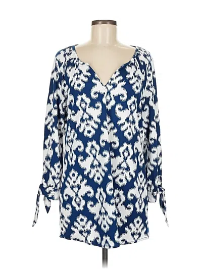 Pre-owned Mud Pie 3/4 Sleeve Blouse In Blue