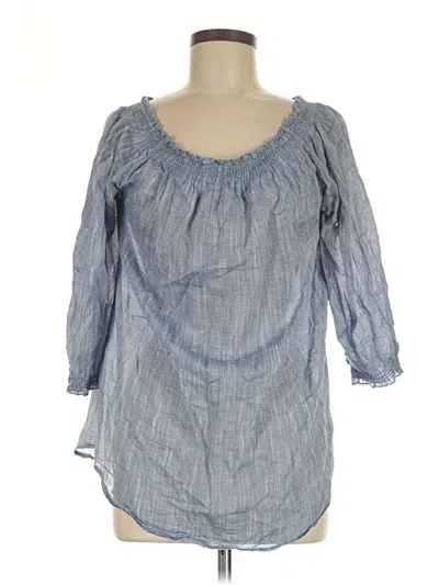 Pre-owned Mud Pie 3/4 Sleeve Blouse In Blue