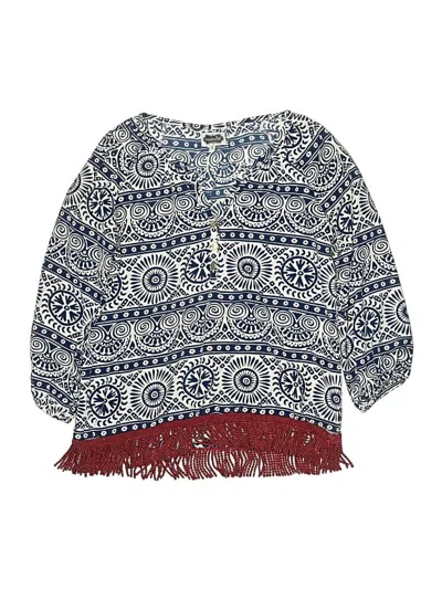 Pre-owned Mud Pie Kids' 3/4 Sleeve Blouse In Blue