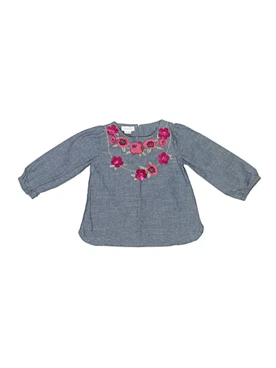 Pre-owned Mud Pie Kids' 3/4 Sleeve Blouse In Blue