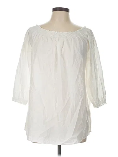 Pre-owned Mud Pie 3/4 Sleeve Blouse In Ivory