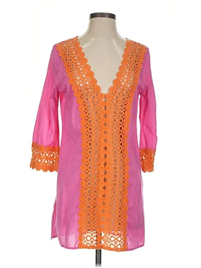 Pre-owned Mud Pie 3/4 Sleeve Blouse In Orange