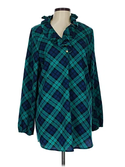 Pre-owned Mud Pie 3/4 Sleeve Blouse In Teal