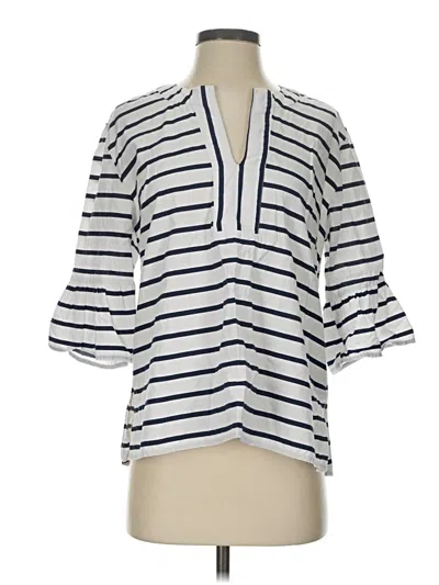 Pre-owned Mud Pie 3/4 Sleeve Blouse In White