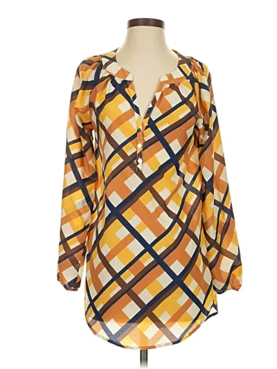 Pre-owned Mud Pie 3/4 Sleeve Blouse In Yellow