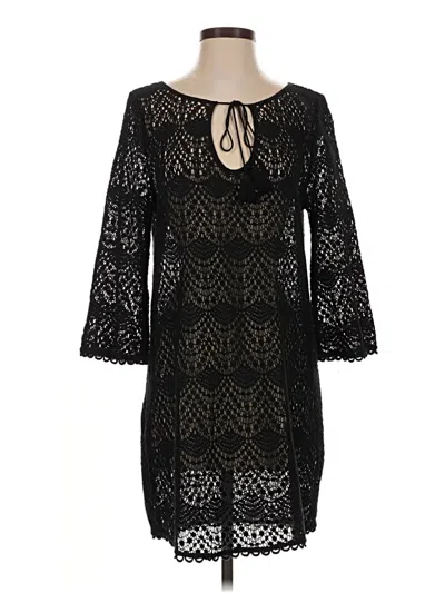 Pre-owned Mud Pie 3/4 Sleeve Top Black Keyhole Neckline Tops