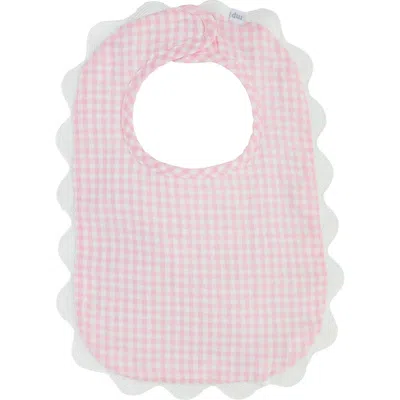 Mud Pie Kids'  Gingham Scallop Bib In Pink