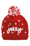 Mud Pie Jolly Holiday Embroidered Hat In Red