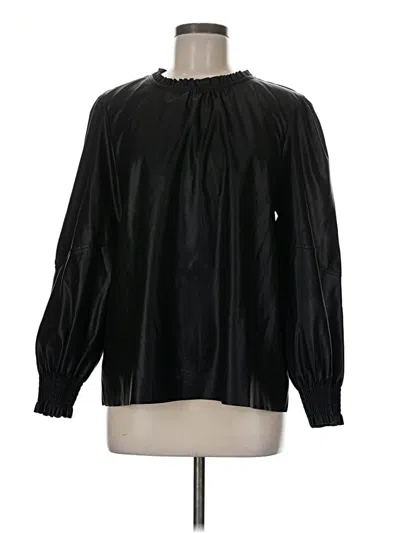 Pre-owned Mud Pie Long Sleeve Blouse In Black