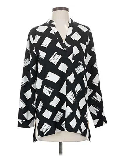Pre-owned Mud Pie Long Sleeve Blouse In Black