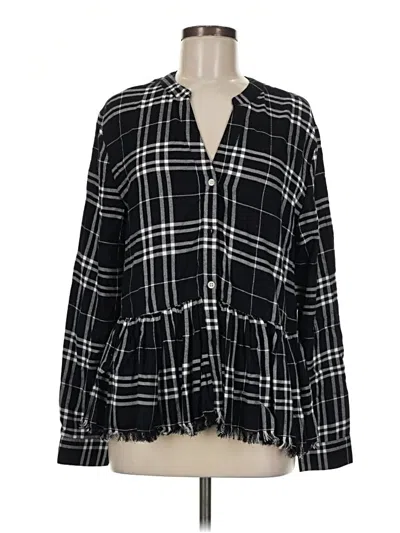 Pre-owned Mud Pie Long Sleeve Blouse In Black