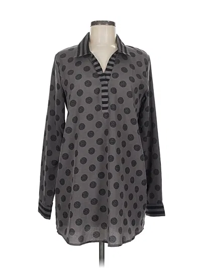 Pre-owned Mud Pie Long Sleeve Blouse In Gray