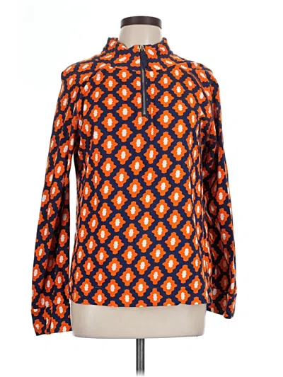Pre-owned Mud Pie Long Sleeve Blouse In Orange