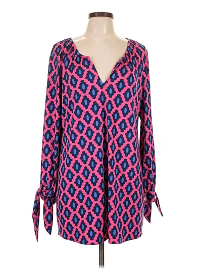 Pre-owned Mud Pie Long Sleeve Blouse In Pink