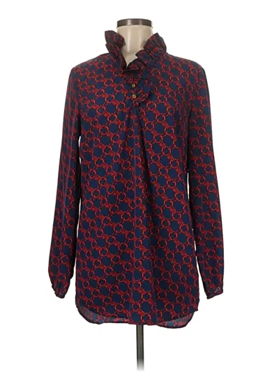 Pre-owned Mud Pie Long Sleeve Blouse In Red