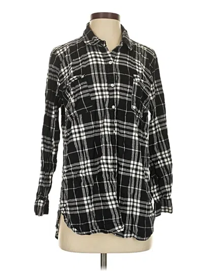 Pre-owned Mud Pie Long Sleeve Button Down Shirt In Black