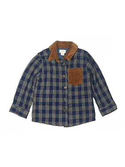 Pre-owned Mud Pie Kids' Long Sleeve Button Down Shirt In Blue