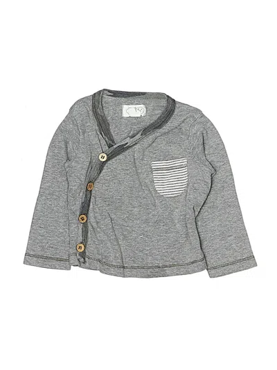 Pre-owned Mud Pie Babies' Long Sleeve Henley Shirt In Gray
