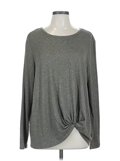 Pre-owned Mud Pie Long Sleeve Top Gray Crew Neck Tops