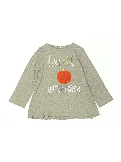 Pre-owned Mud Pie Kids' Long Sleeve Top Gray Crew Neck Tops