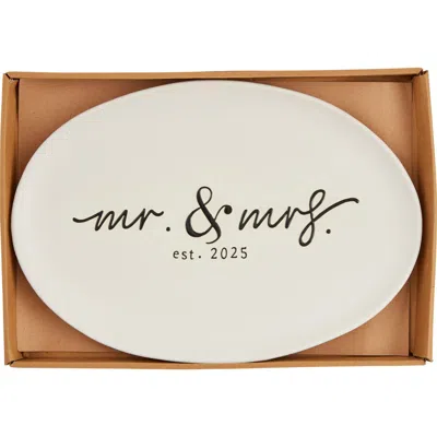 Mud Pie Mr. & Mrs. 2025 Platter In White
