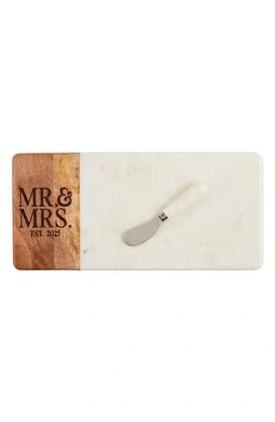 Mud Pie Mr. & Mrs. Est. 2025 Marble Cheese Board In White