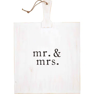 Mud Pie Mr. & Mrs. Square Serving Board In White