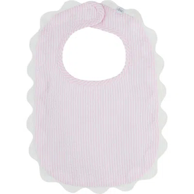 Mud Pie Babies'  Scalloped Seersucker Bib In Neutral