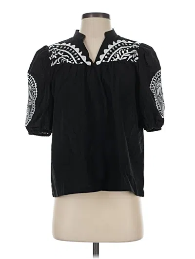 Pre-owned Mud Pie Short Sleeve Blouse In Black