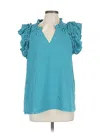 Mud Pie Short Sleeve Blouse In Blue