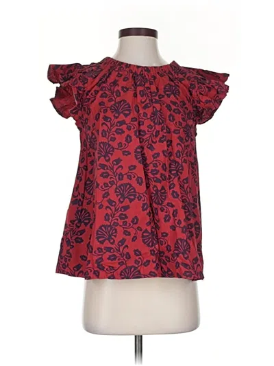Pre-owned Mud Pie Short Sleeve Blouse In Red