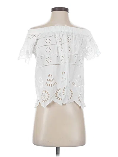 Pre-owned Mud Pie Short Sleeve Blouse In White
