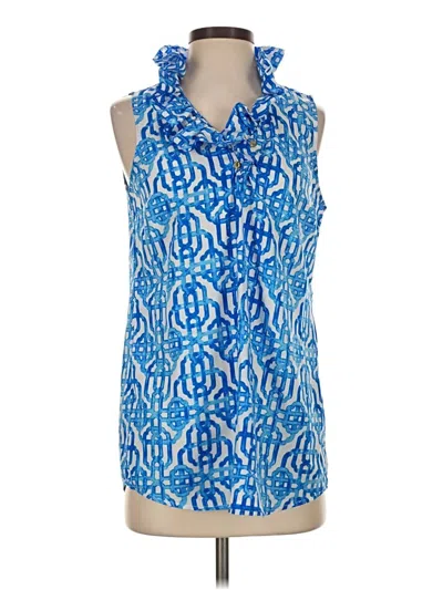Pre-owned Mud Pie Sleeveless Blouse In Blue