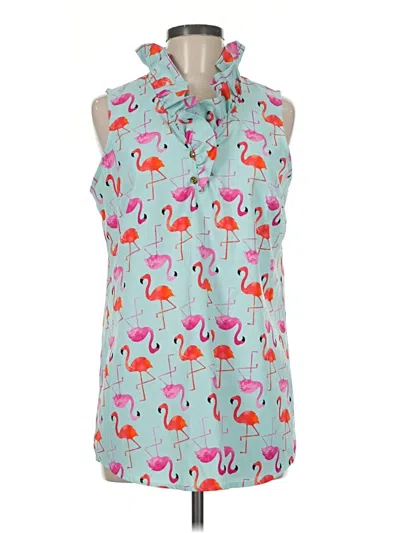 Pre-owned Mud Pie Sleeveless Blouse In Teal