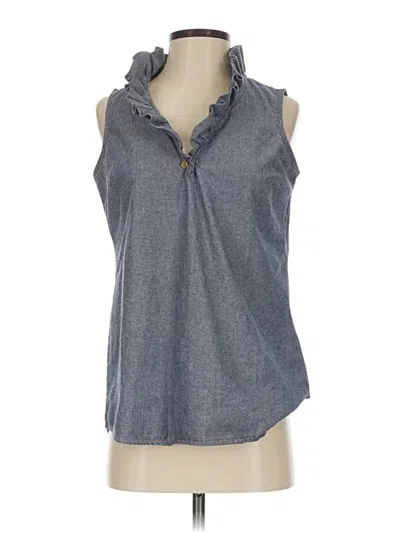 Pre-owned Mud Pie Sleeveless Button Down Shirt In Gray