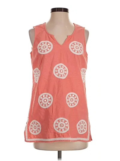 Pre-owned Mud Pie Sleeveless Top Orange Keyhole Neckline Tops