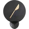 Mud Pie Stoneware Cheese Serving Set In Black