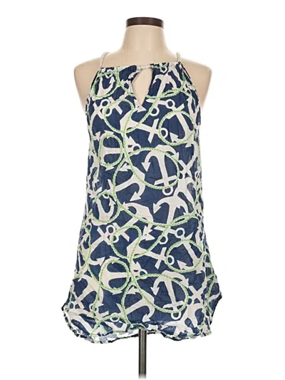 Pre-owned Mud Pie Tank Top Blue Halter Neckline Tops