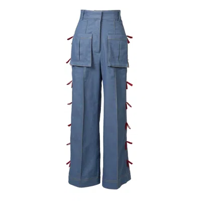 Muda Clothing Fz Llc Women's Blue / Red Sofie Denim Trouser - Blue In Blue/red