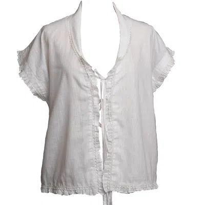MUDA CLOTHING FZ LLC WOMEN'S MOGRA WHITE LINEN TOP