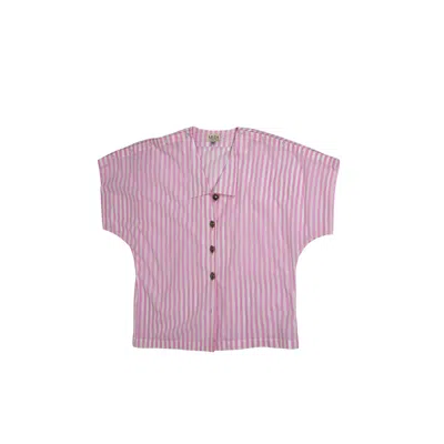 Muda Clothing Fz Llc Women's Pink / White Luna Pink And White Stripe Shirt / Top In Multi