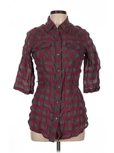 Pre-owned Mudd 3/4 Sleeve Button Down Shirt In Burgundy