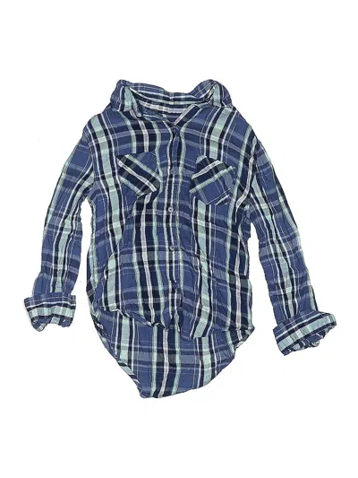 Pre-owned Mudd Girls Kids' Long Sleeve Button Down Shirt In Blue